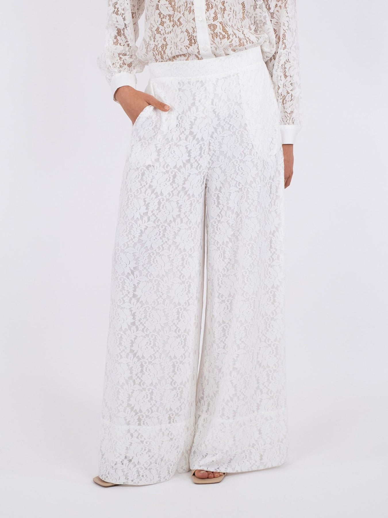 Madison Lace Pants - White