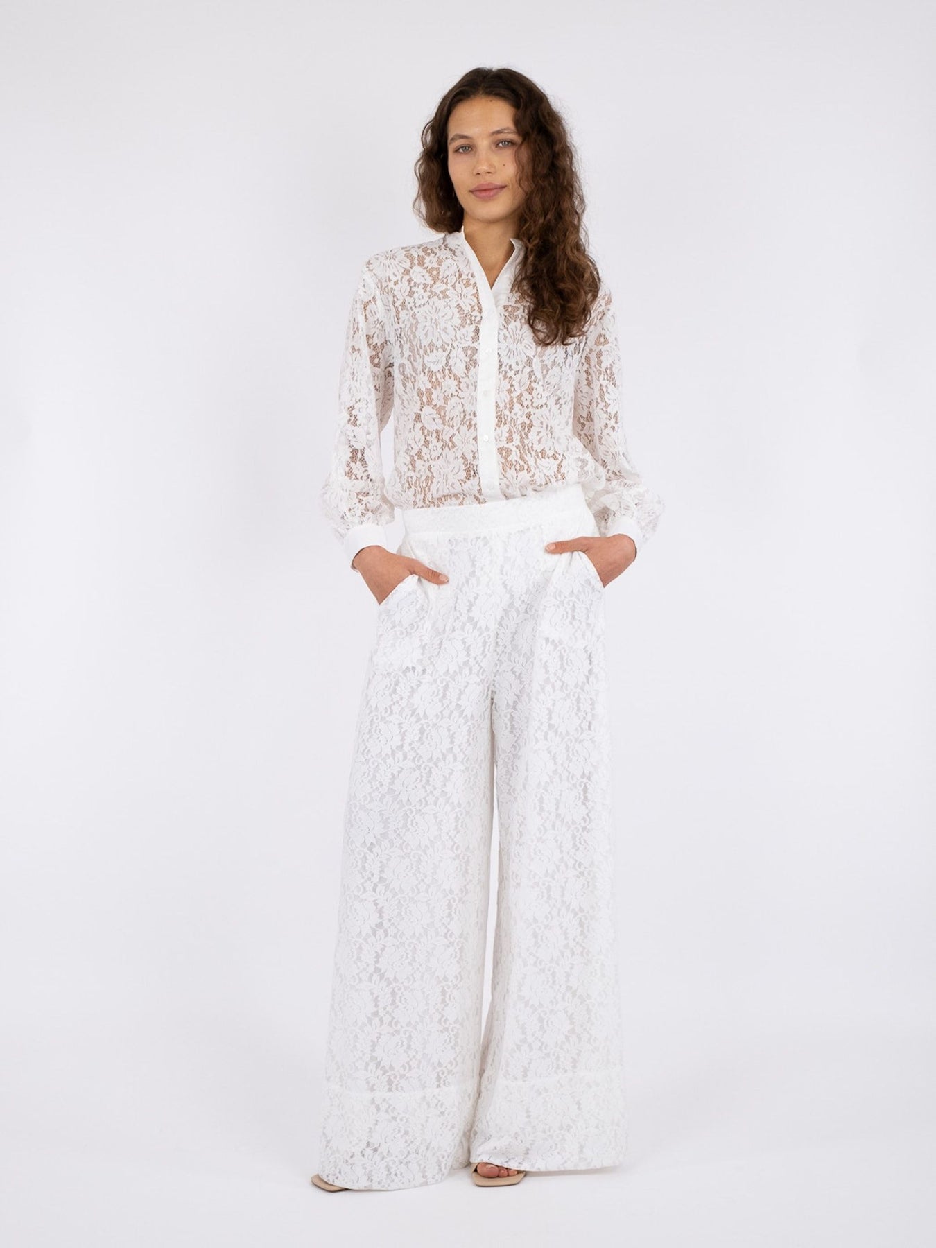 Madison Lace Pants - White