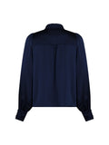 Massima Drapy Satin Blouse - Dark Navy