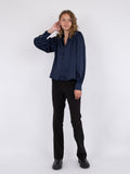 Massima Drapy Satin Blouse - Dark Navy