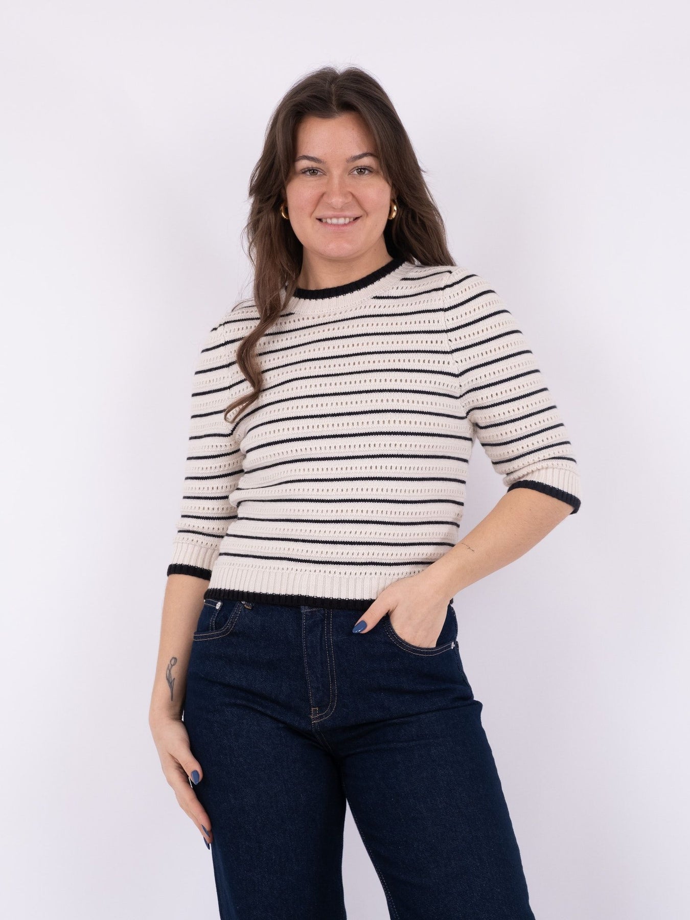 Sidra Stitch Knit Blouse - Ivory