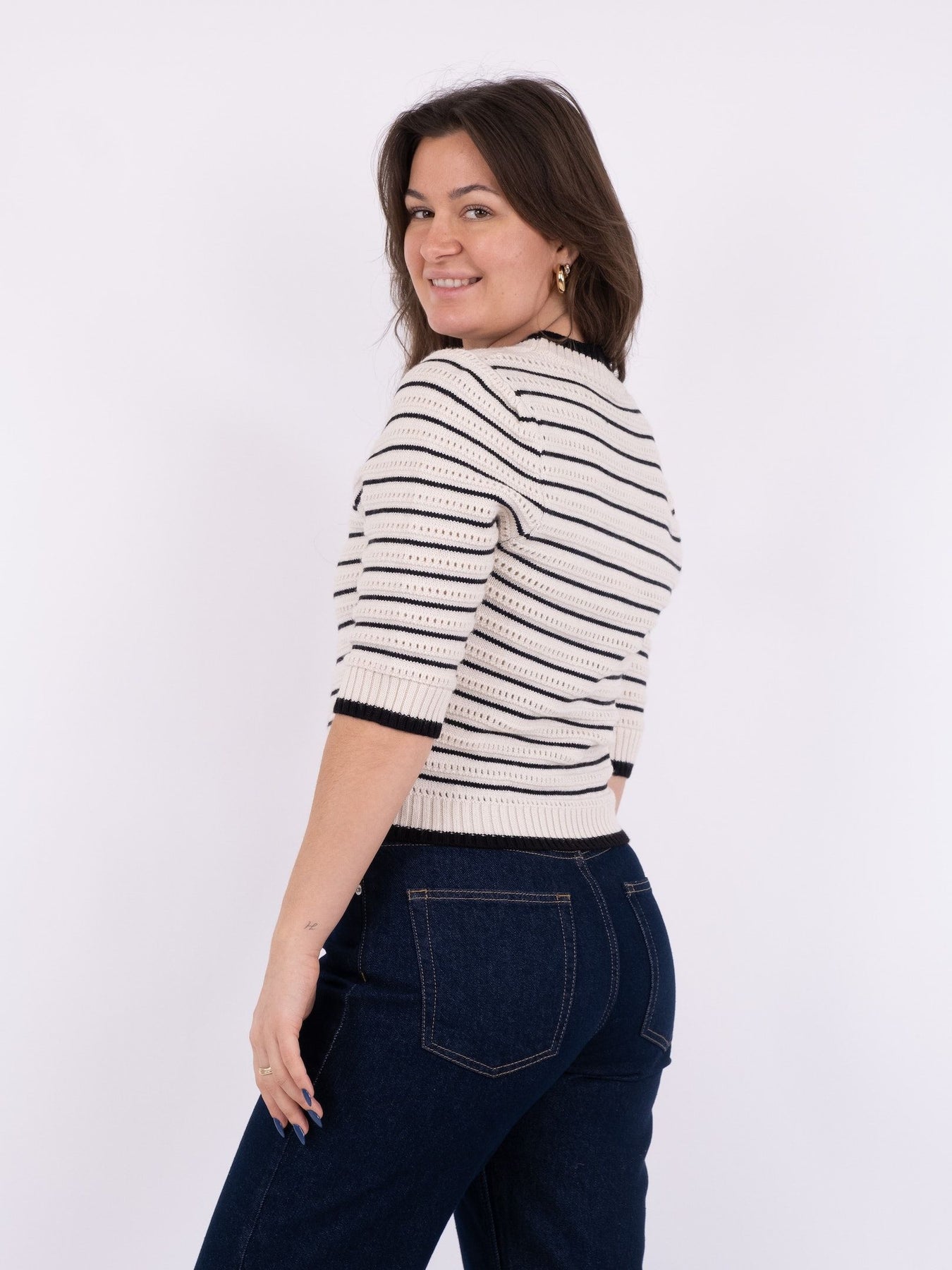 Sidra Stitch Knit Blouse - Ivory