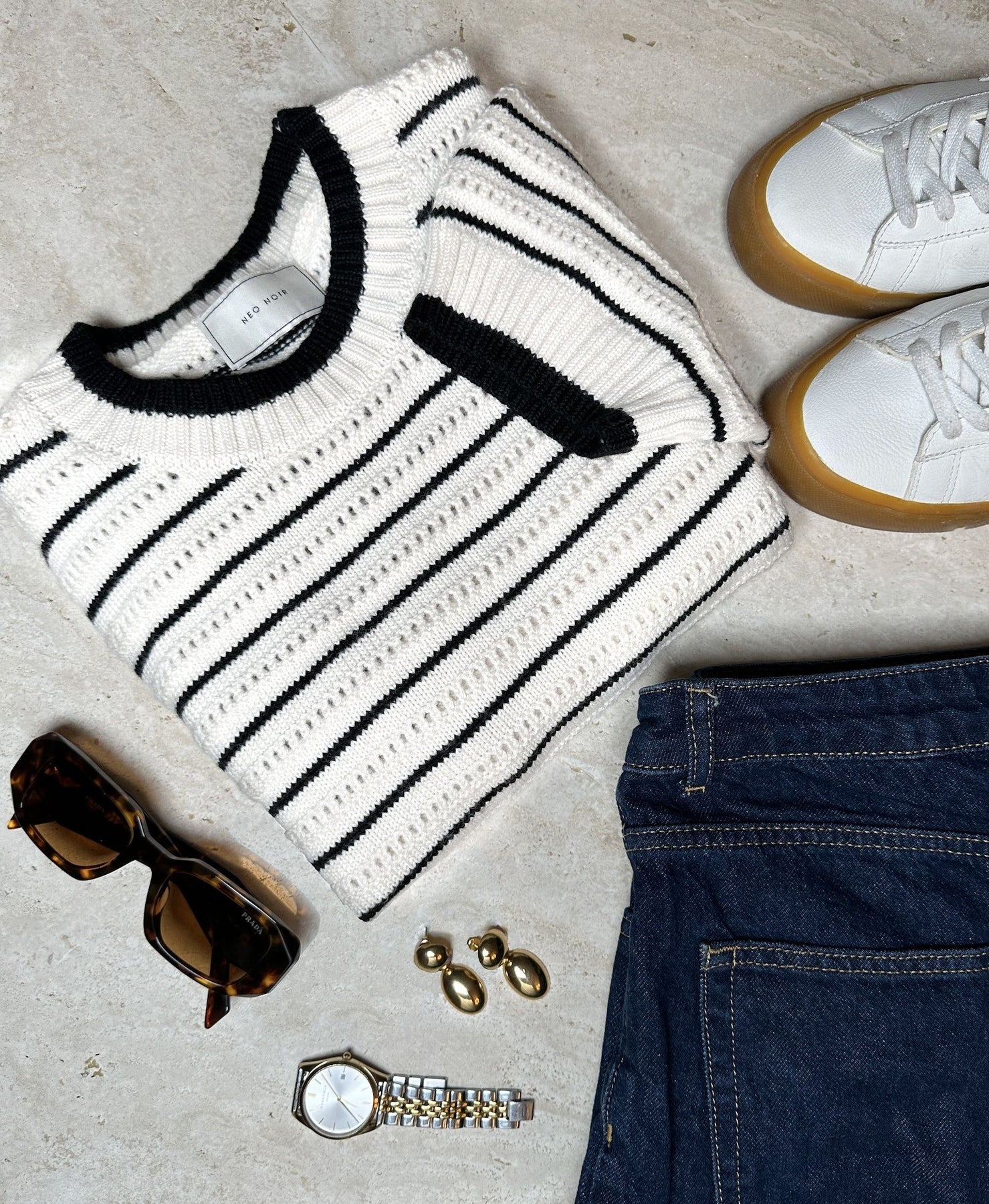 Sidra Stitch Knit Blouse - Ivory