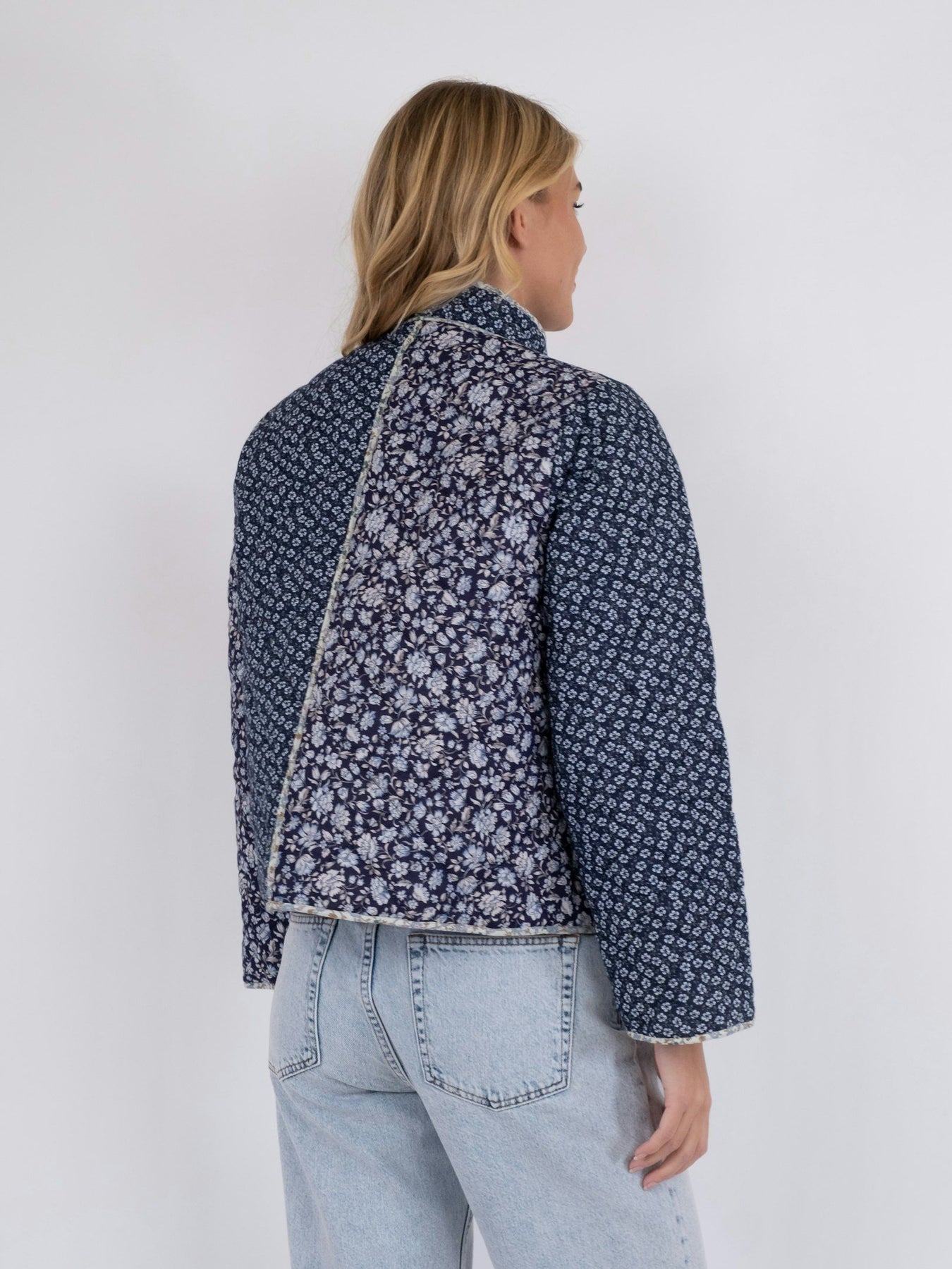 Kamil Quilt Combination Jacket - Blue