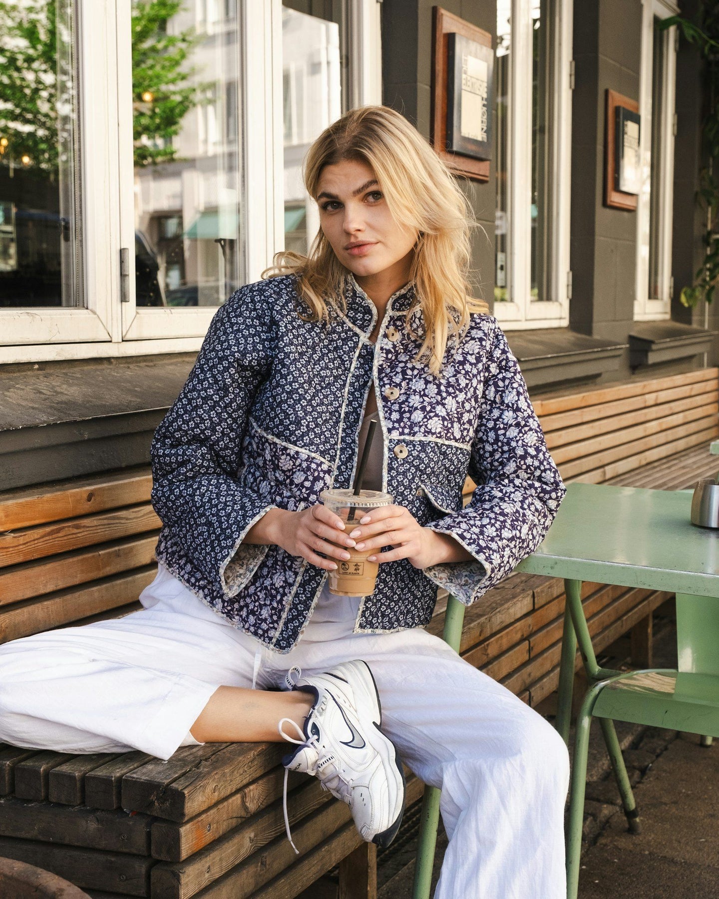 Kamil Quilt Combination Jacket - Blue