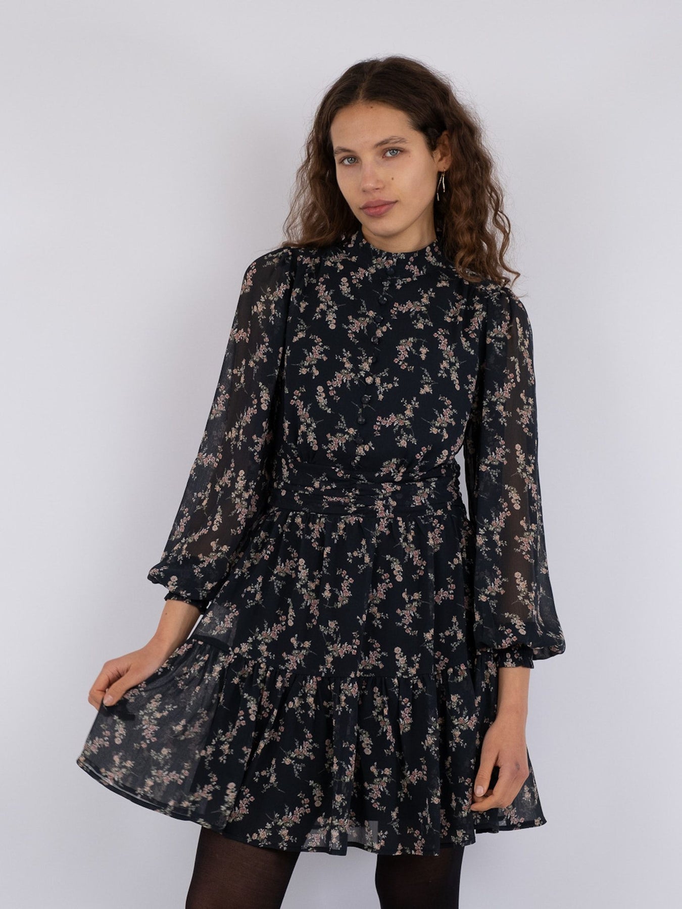 Alberti Flower Dress - Black