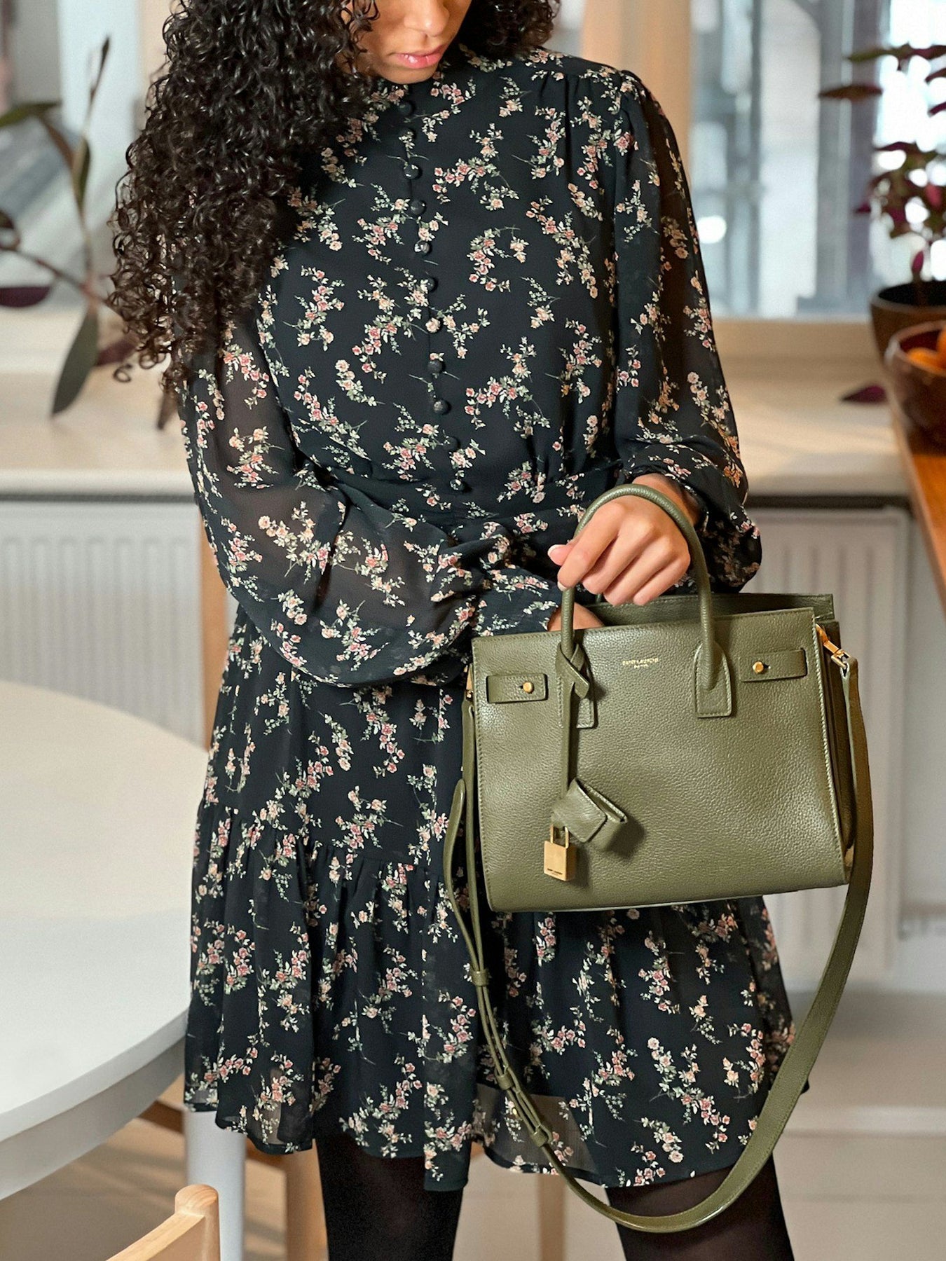 Alberti Flower Dress - Black