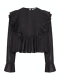 Mimma Plisse Blouse - Black