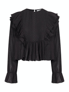 Mimma Plisse Blouse - Black