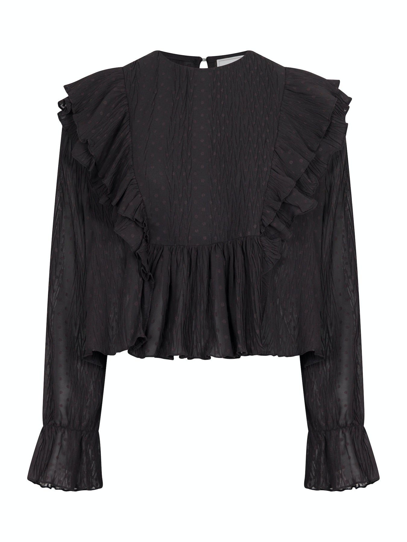 Mimma Plisse Blouse - Black