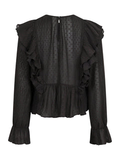Mimma Plisse Blouse - Black