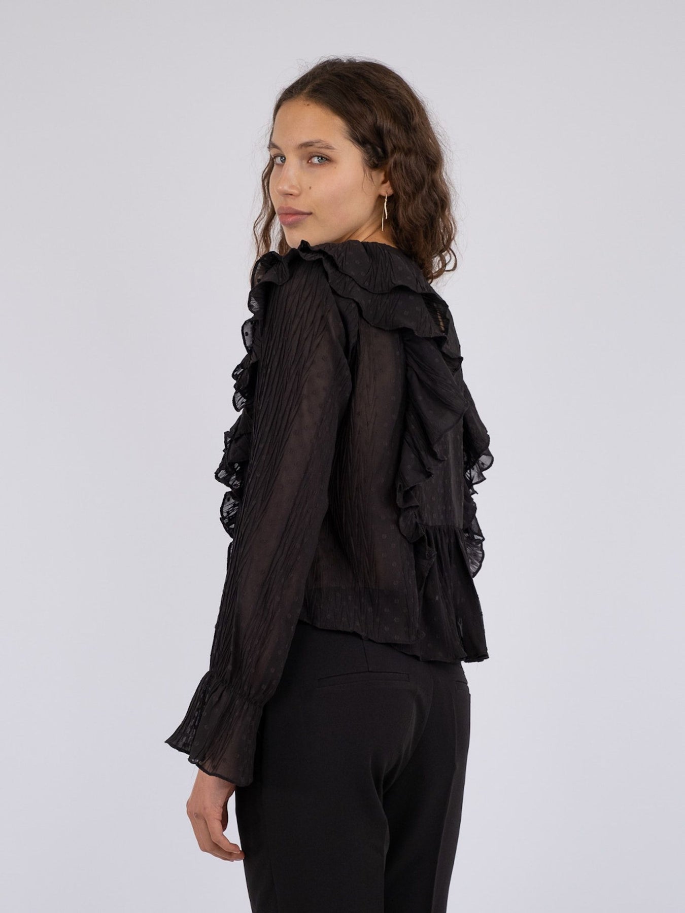 Mimma Plisse Blouse - Black