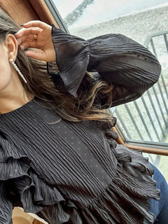 Mimma Plisse Blouse - Black
