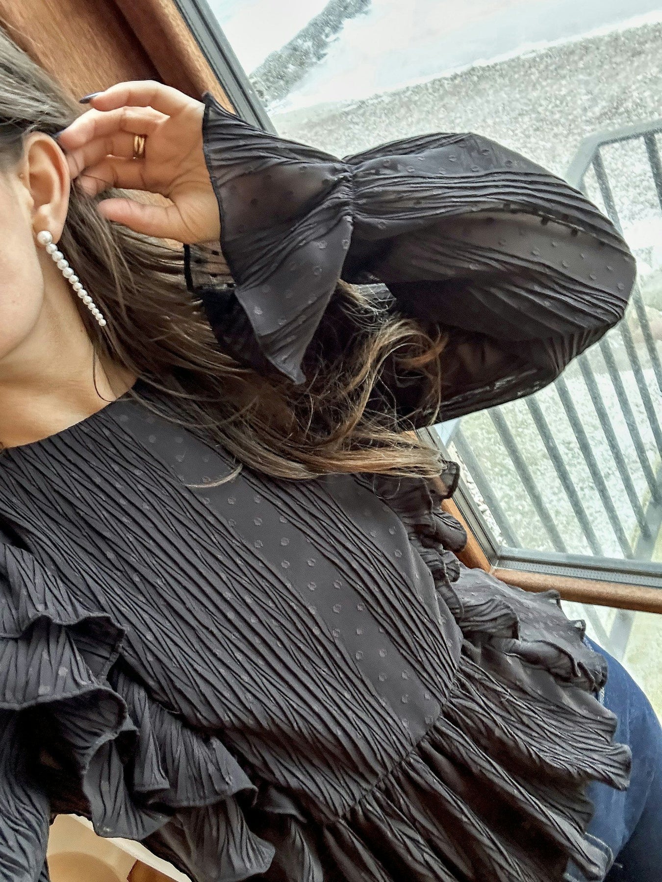 Mimma Plisse Blouse - Black