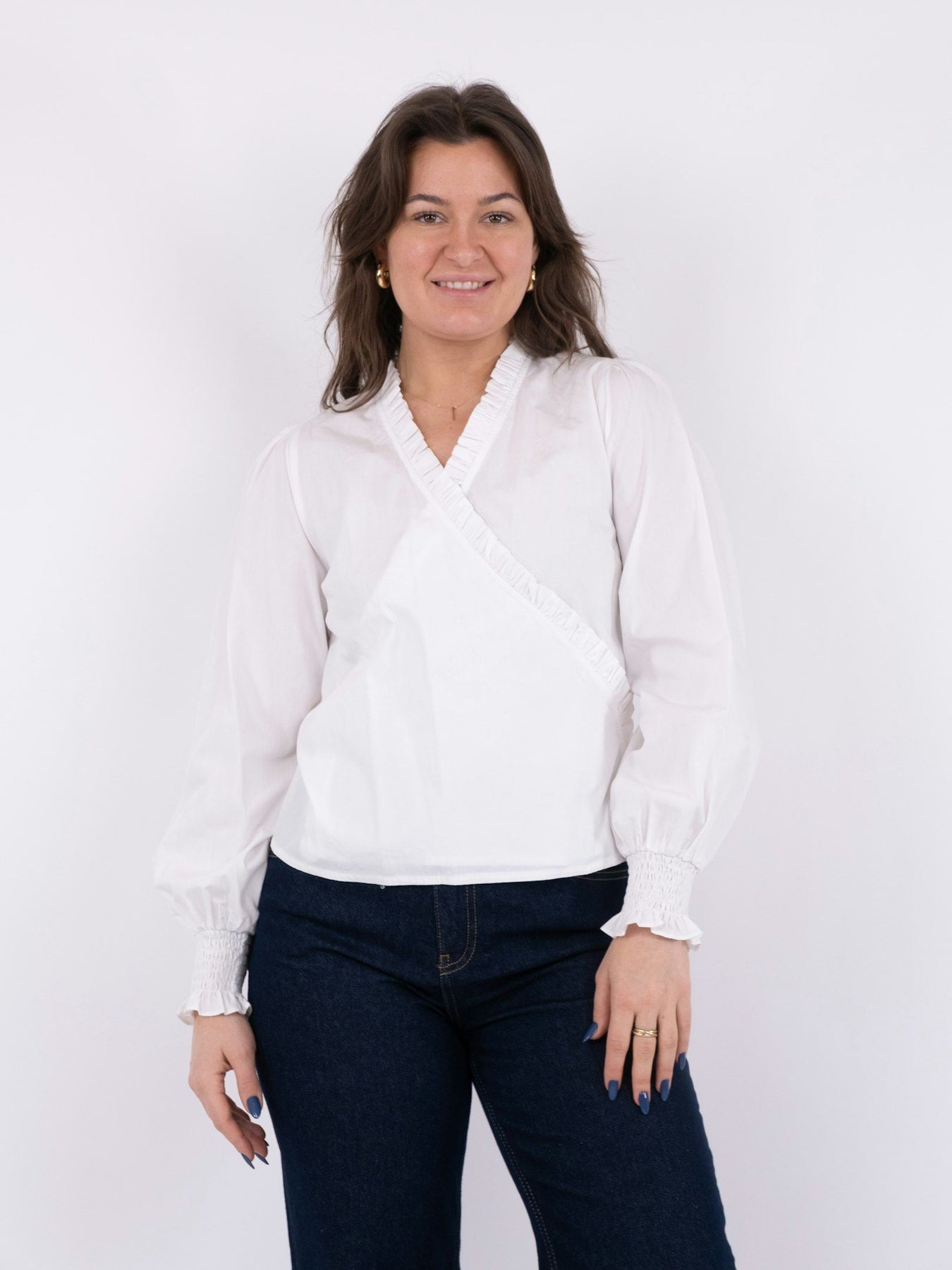 Jerri C Polplin Blouse - White