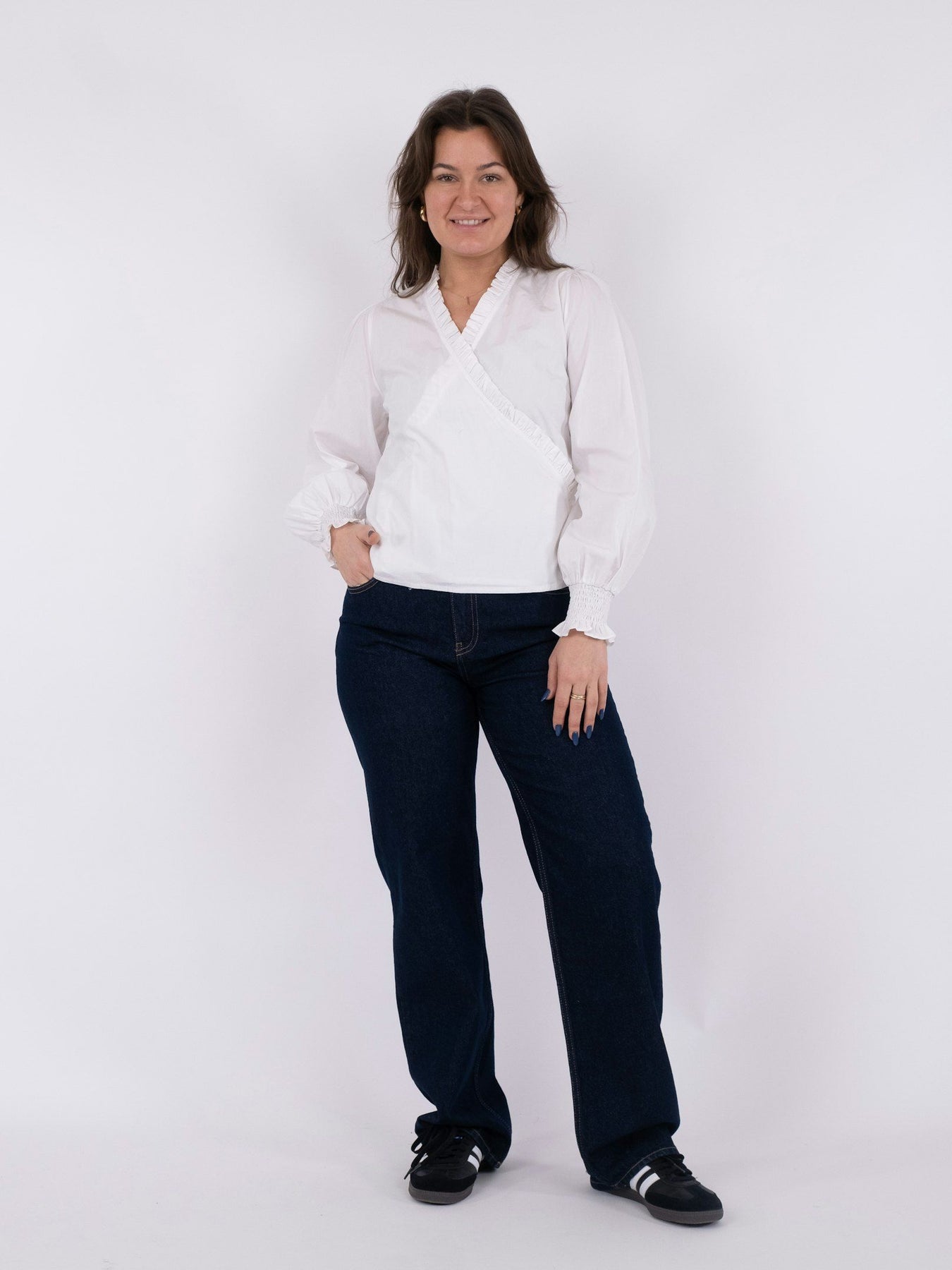Jerri C Polplin Blouse - White