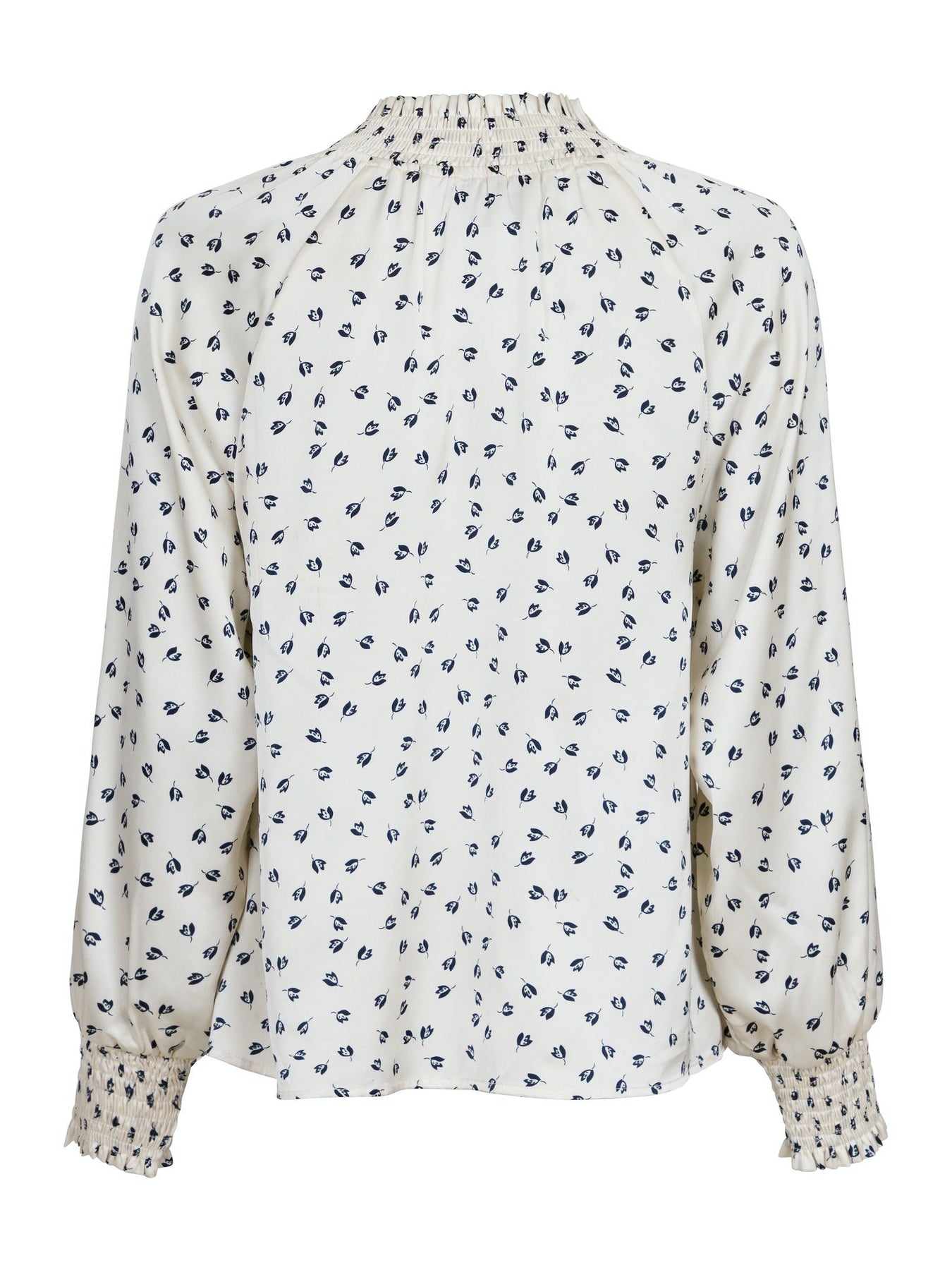 Stone Drapy Flower Blouse - Off White