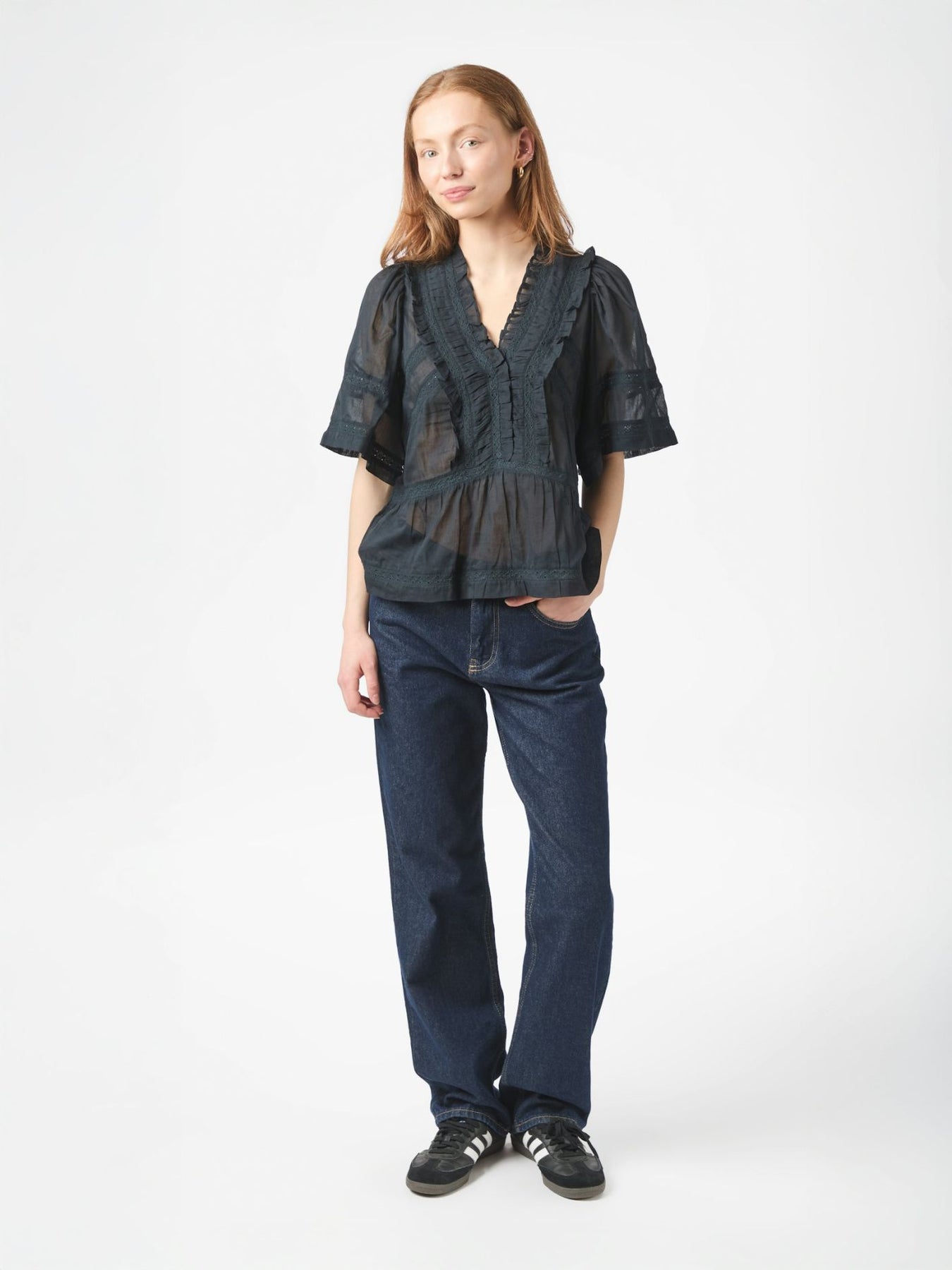 Evienne S Voile Top - Navy