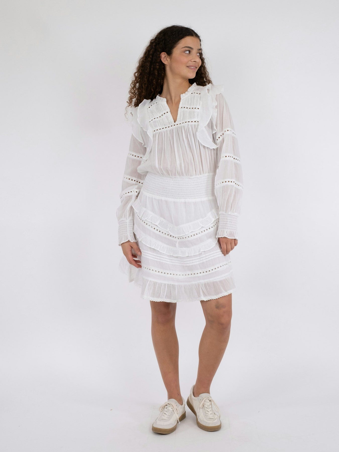 Harmoni S Voile Dress - White