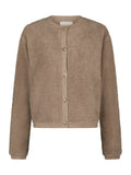 Neo Noir Limo Fluffy Knit Cardigan - Dark Sand