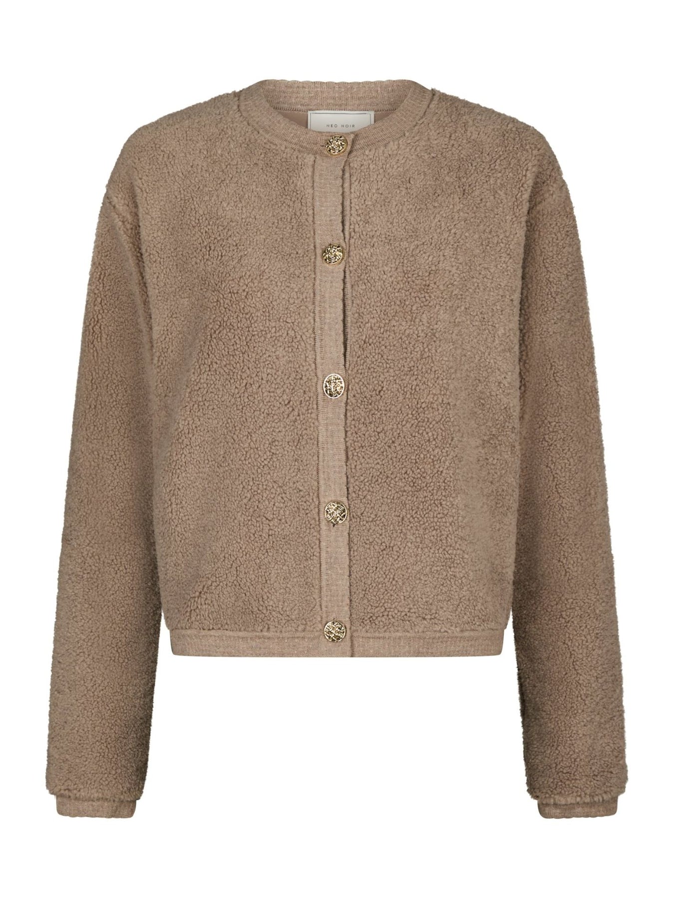 Neo Noir Limo Fluffy Knit Cardigan - Dark Sand