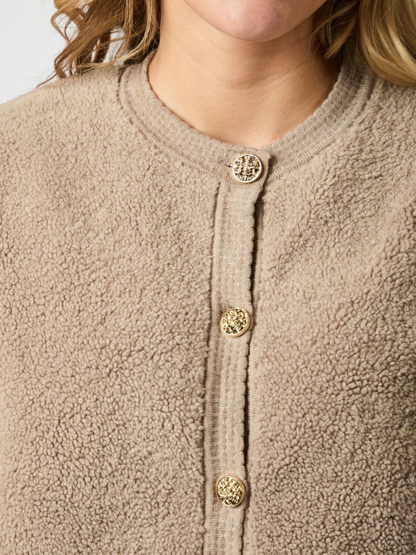 Neo Noir Limo Fluffy Knit Cardigan - Dark Sand