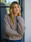 Neo Noir Limo Fluffy Knit Cardigan - Dark Sand
