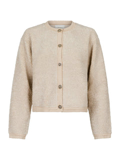 Limo Fluffy Knit Cardigan - Sand