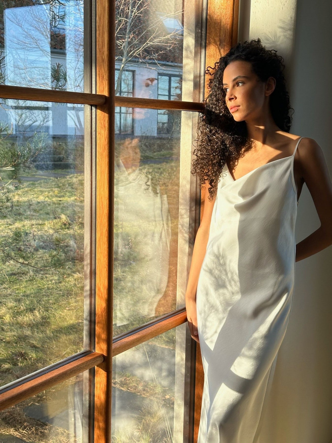 Marina Heavy Sateen Dress - White