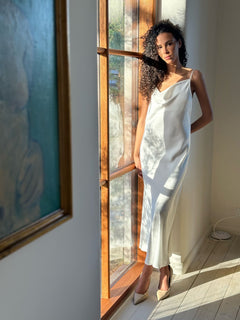 Marina Heavy Sateen Dress - White