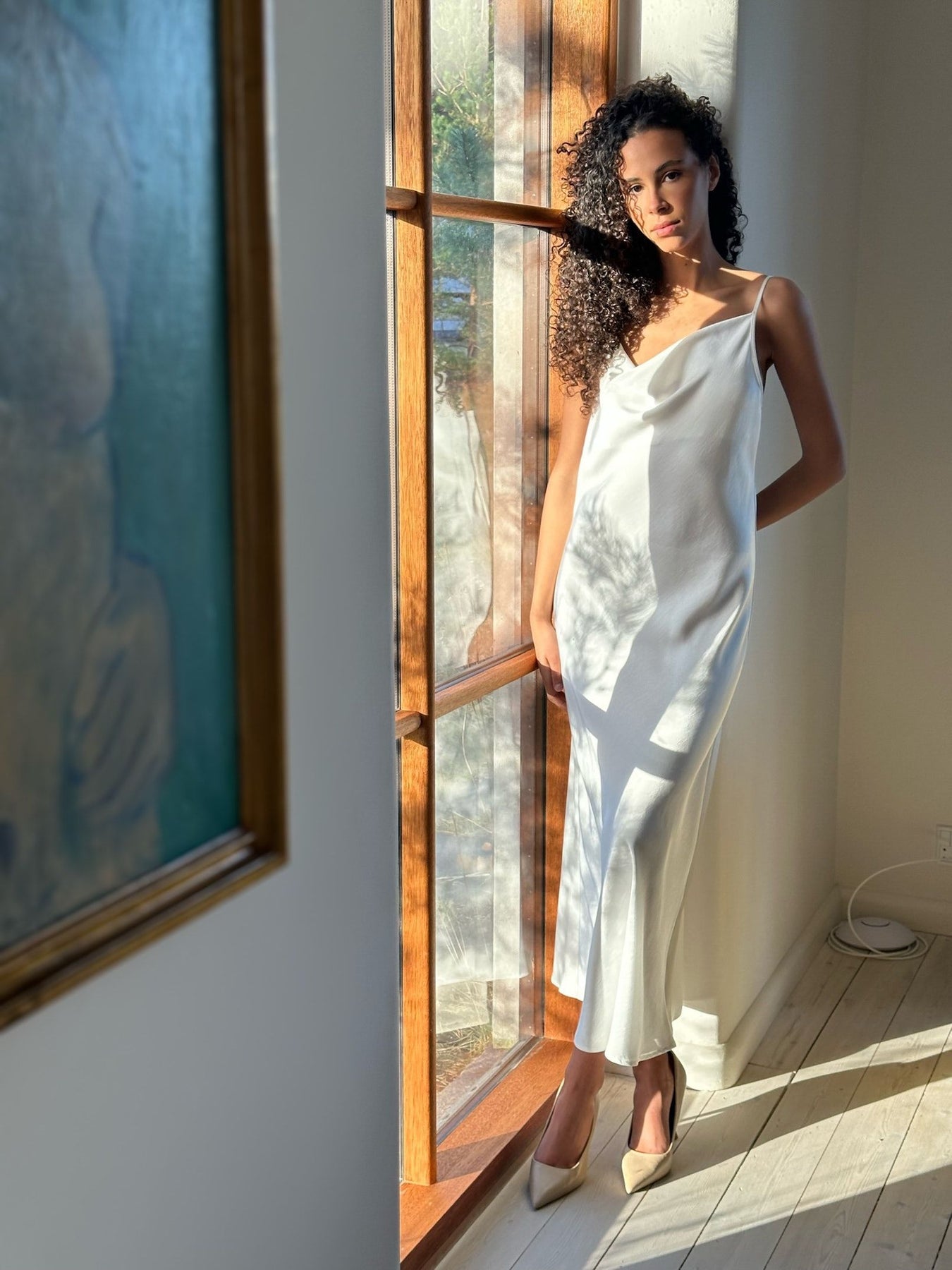 Marina Heavy Sateen Dress - White