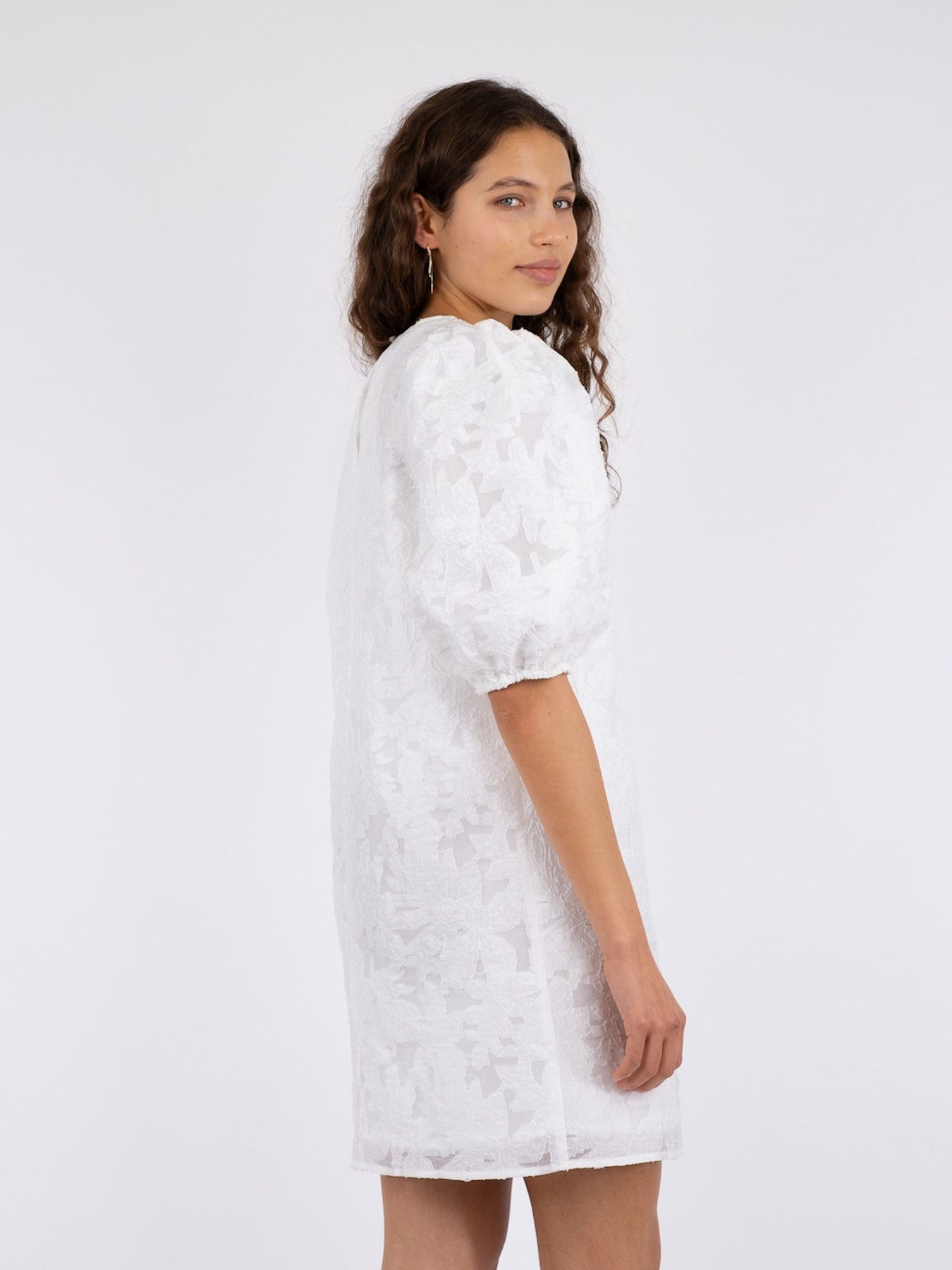 Limba Brocade Dress - White