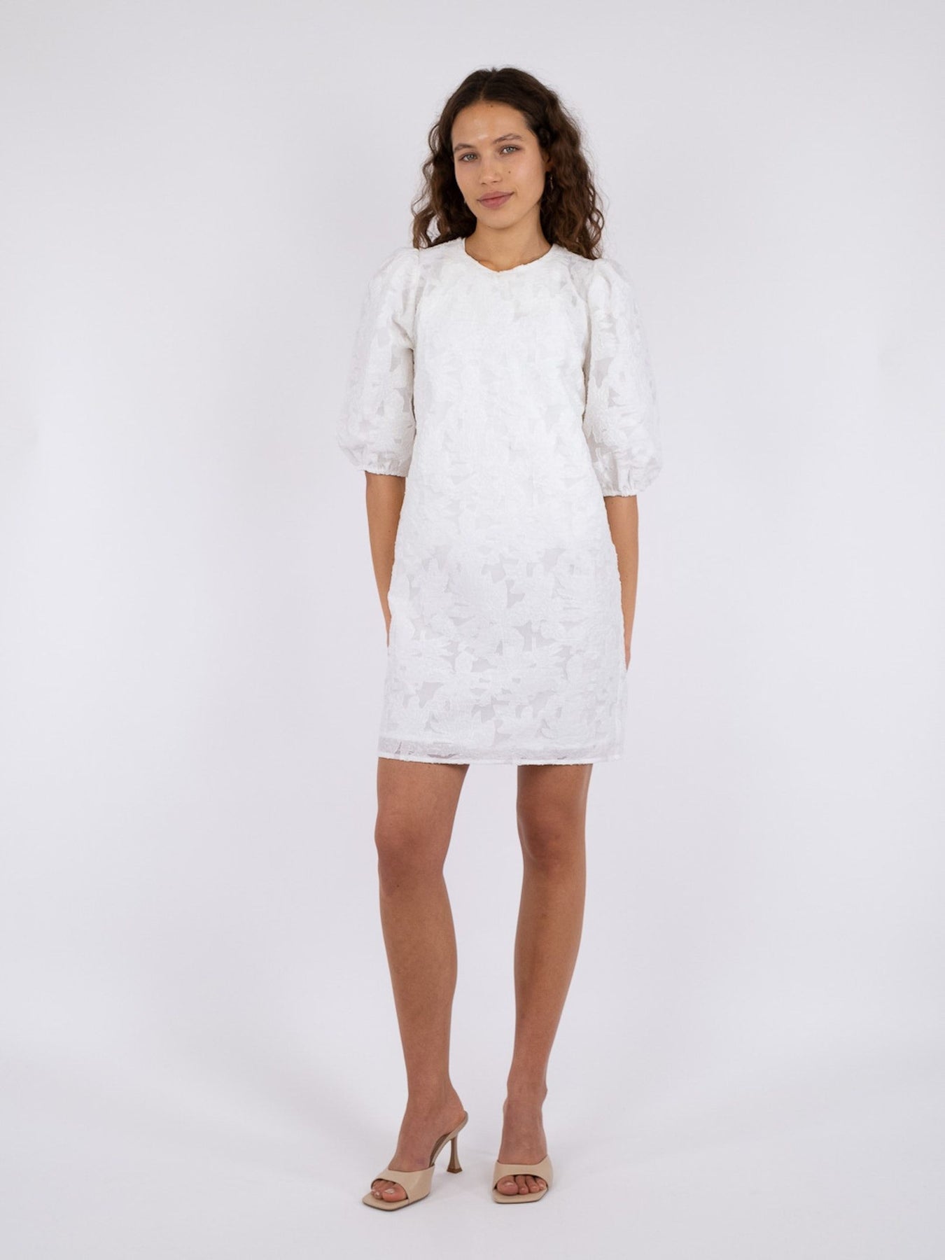 Limba Brocade Dress - White