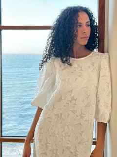 Limba Brocade Dress - White