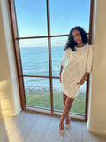 Limba Brocade Dress - White