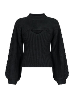 Bonita Bolero Knit Blouse - Black