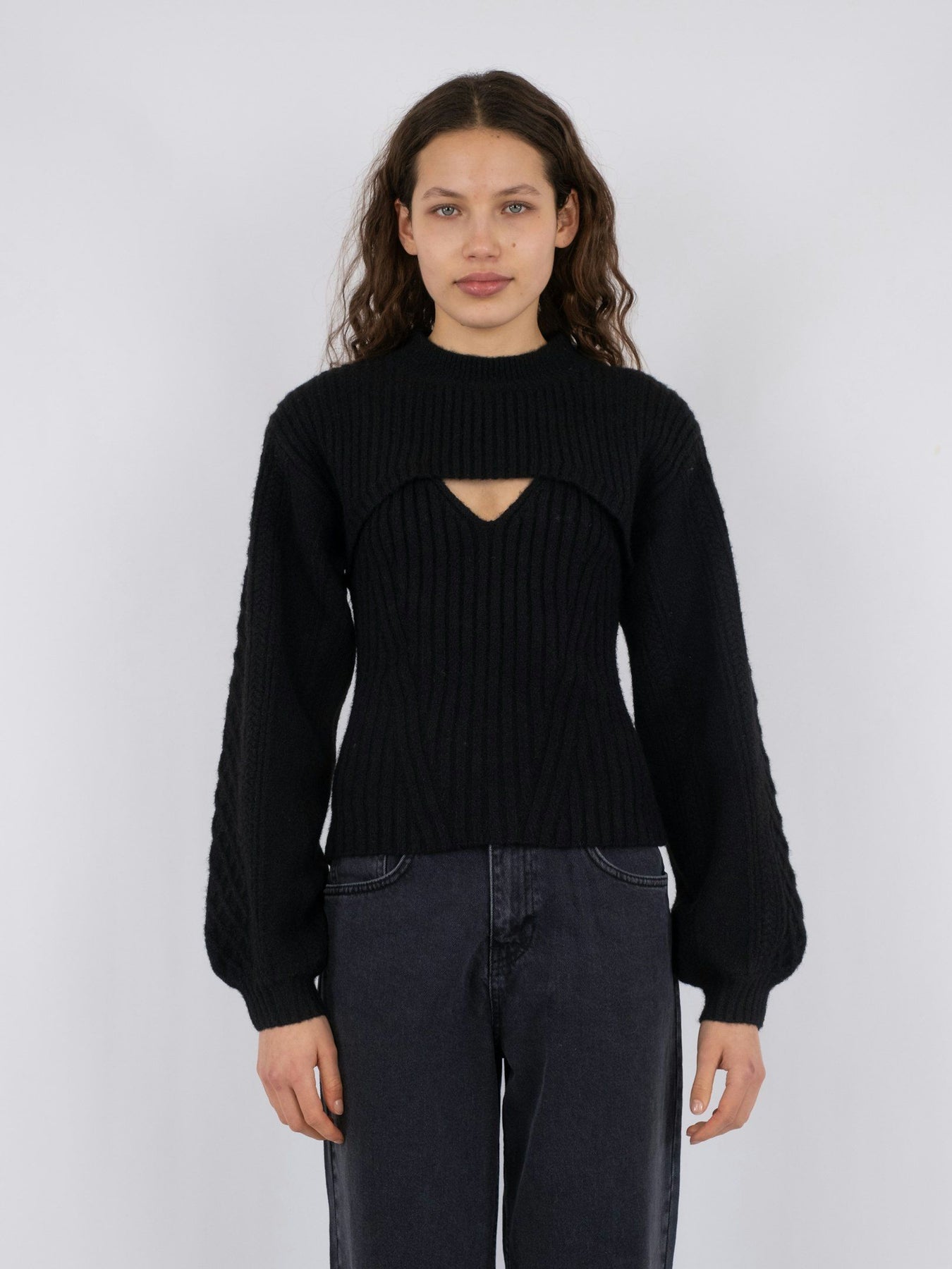 Bonita Bolero Knit Blouse - Black