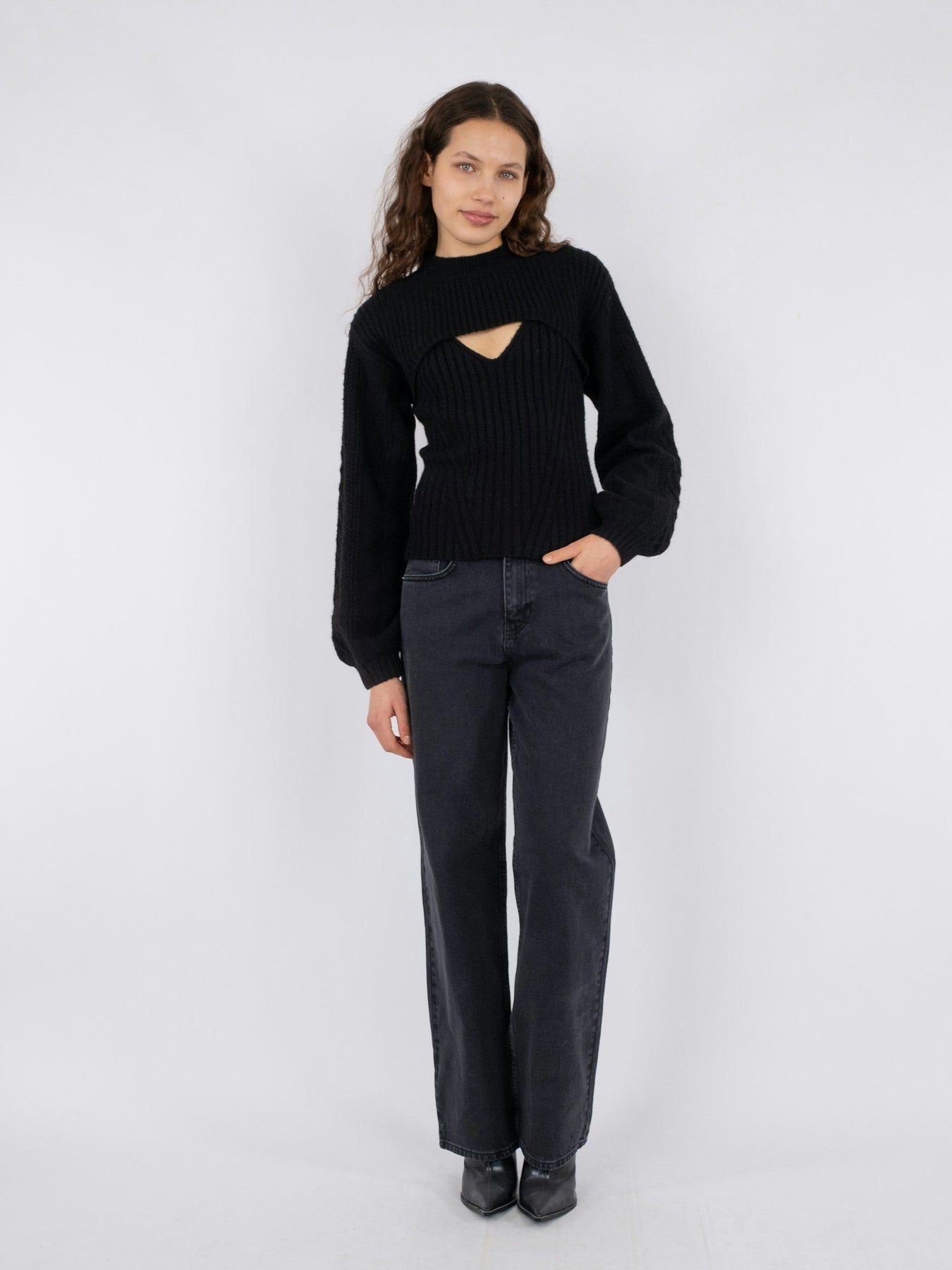 Bonita Bolero Knit Blouse - Black