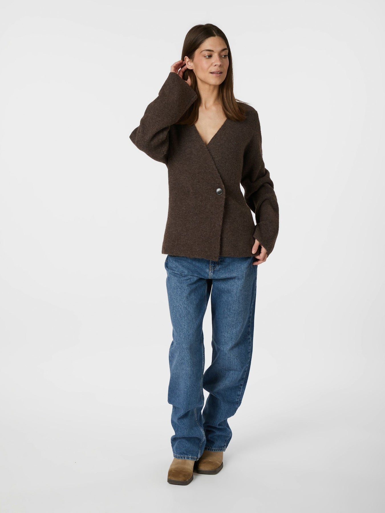 Marie Louise Knit Cardigan - Brown Melange