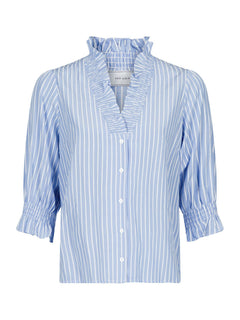 Briony Wide Stripe Blouse - Light Blue