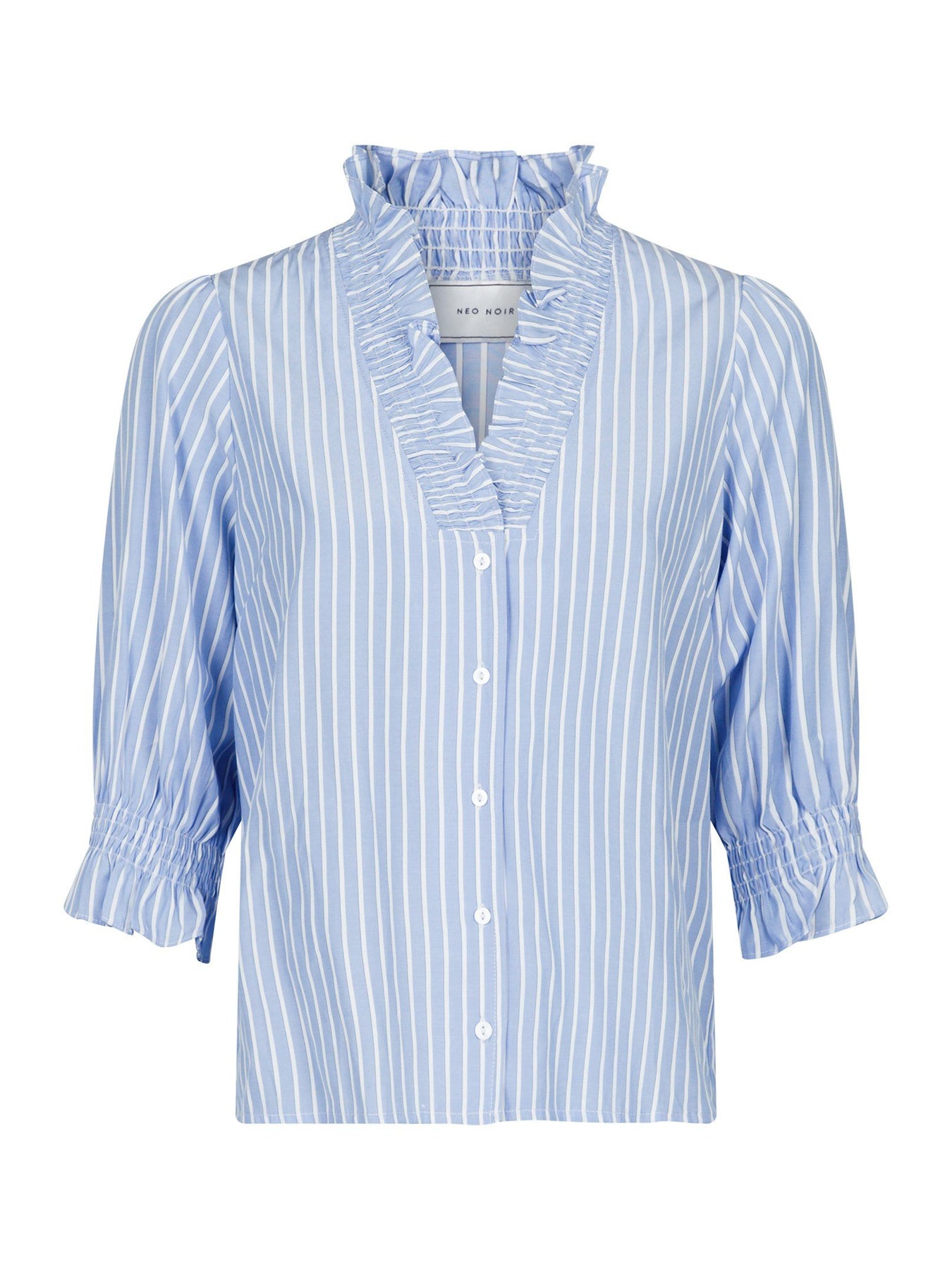 Briony Wide Stripe Blouse - Light Blue