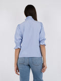 Briony Wide Stripe Blouse - Light Blue