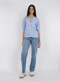 Briony Wide Stripe Blouse - Light Blue