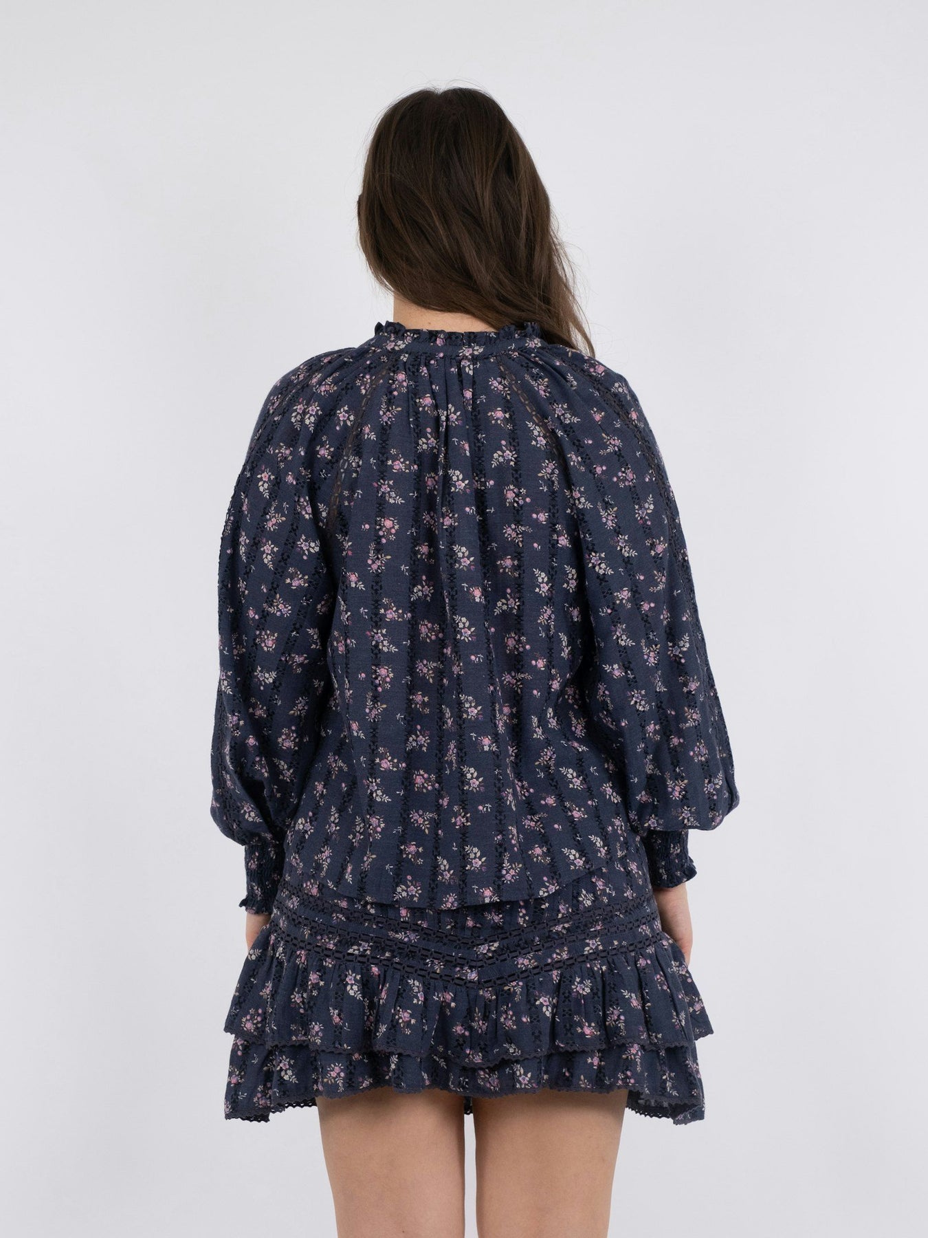 Stimma Delicate Floral Blouse - Dusty Navy
