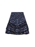 Atkin Delicate Floral Skirt - Dusty Navy