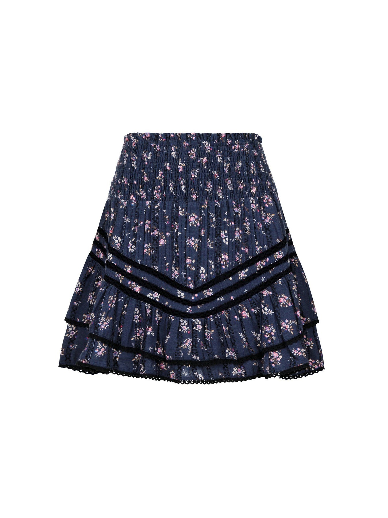 Atkin Delicate Floral Skirt - Dusty Navy