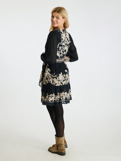 Dorna Printed Voile Dress - Navy
