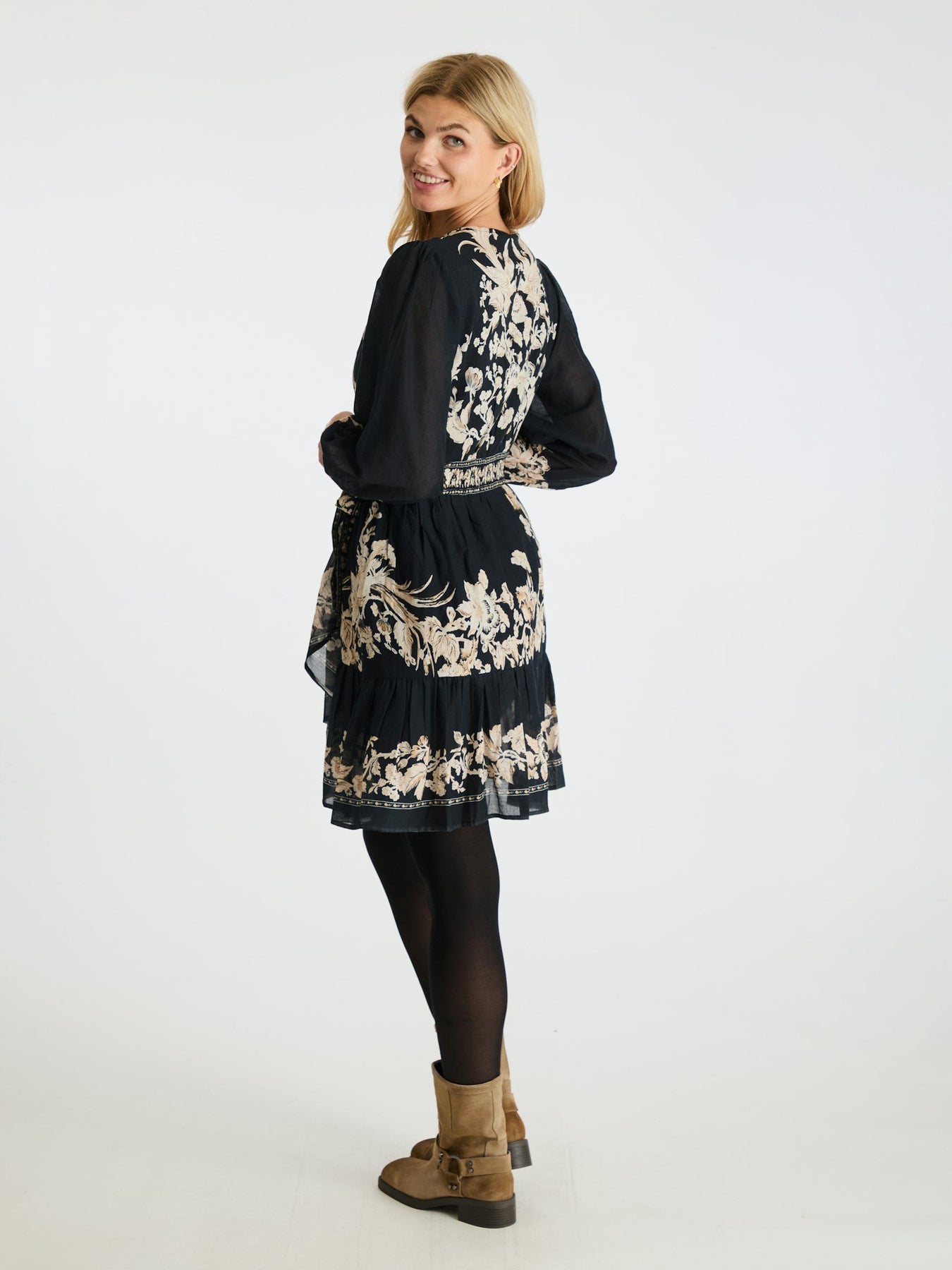 Dorna Printed Voile Dress - Navy