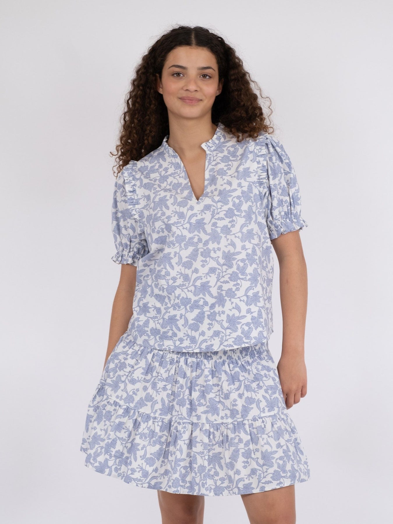 Rosalie Garden Elegance Blouse - Light Blue