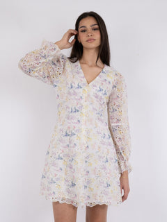 Cabana Embroidery Dress - Creme